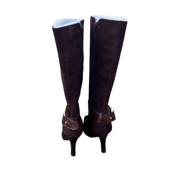 Antonio Melani Tall Knee-High Brown Simone Suede Leather Boots Size 7.5 - Picture 4 of 12